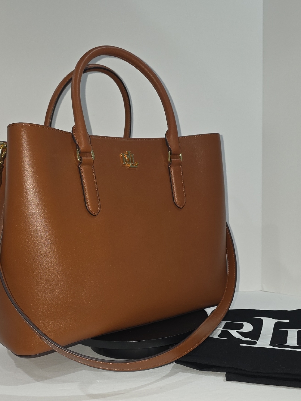 NWT ✅ LAUREN RALPH LAUREN Leather Large Marcy Satchel ⭐ Dust Bag + LRL Card - Picture 14 of 16